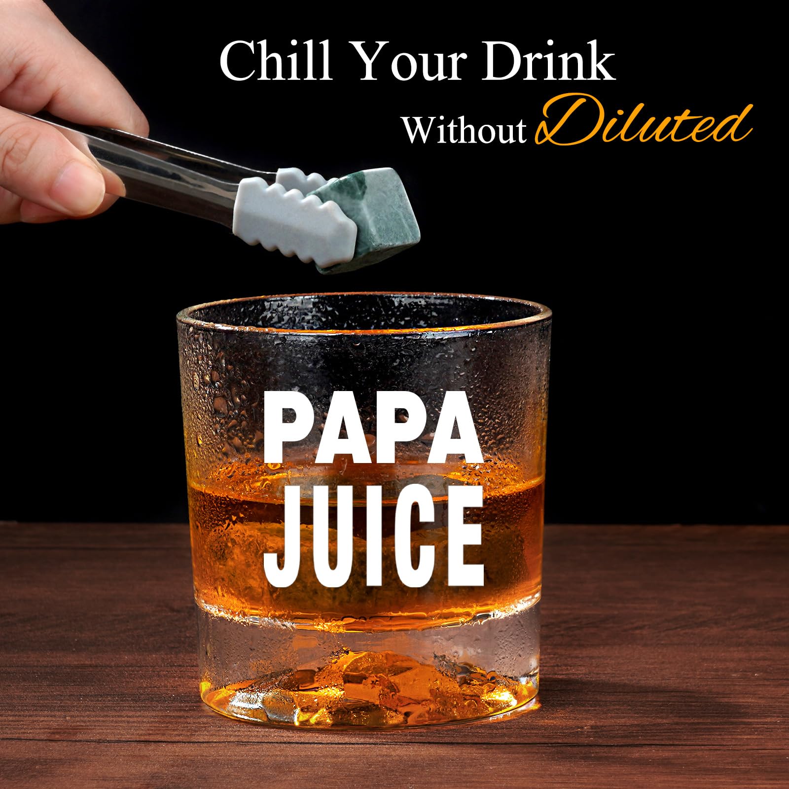 PONPUR "PAPA Juice Whiskey Glass Fathers Day, Funny Dad Birthday Gifts for Men Dad Grandpa Papa, Unique Gift from Daughter Son Kids, Cool Gag Bourbon Gift Ideas, Christmas Stocking Stuffers