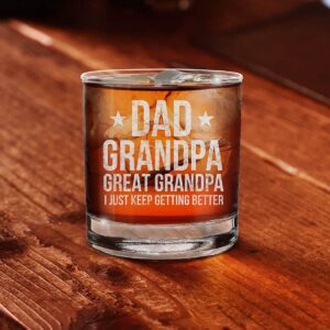 shop4ever® Dad Grandpa Great Grandpa I Just Keep Getting Better Engraved Whiskey Glass Father's Day Gift