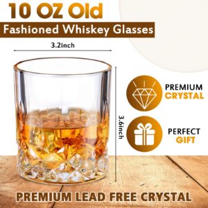 12 Pcs Rocks Glasses Old Fashioned Whiskey Glasses 10 Oz Crystal Rock Glasses Set with 4 Pcs Ice Ball Molds Cocktail Glasses for Whiskey Bourbon Vodka Cocktail Drink Gift for Men Women Home Bar