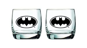 batman whiskey glasses - 10 oz. capacity - classic design - heavy base