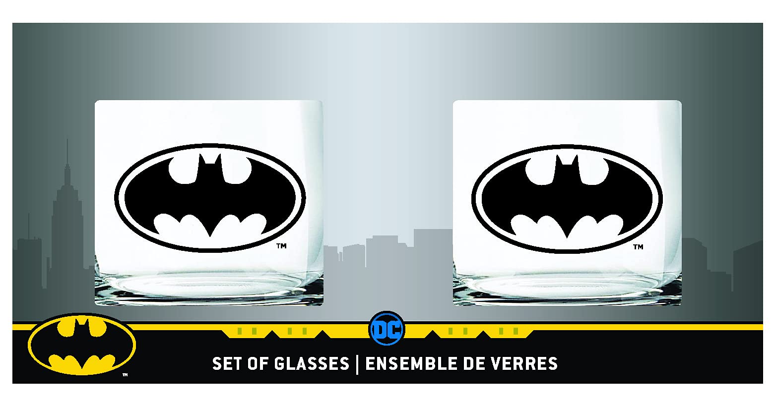 Batman Whiskey Glasses - 10 oz. Capacity - Classic Design - Heavy Base