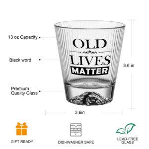 La Diffy Gag Birthday Gifts for Men Bourbon Gifts for Men Funny 40th 50th 60th Birthday Retirement Gift Ideas for Dad Old Fashioned Glass Old Lives Matter Whiskey Glasses Fathers Day Christmas