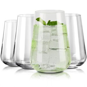 highball glasses set of 4, tall drinking glasses 24oz oversized cocktail glass set. lead-free crystal glassware | juice, cocktails, whiskey, mojito, iced tea, beer for kitchen, bar, restaurant