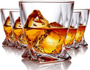 whiskey glasses set of 2 - crystal old fashioned rock glass scotch bourbon and spirits 10 ounce liqueur tumbler with side rest