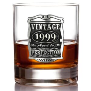 english pewter company vintage years 1999 25th birthday or anniversary old fashioned whisky rocks glass tumbler - unique gift idea for men [vin005]