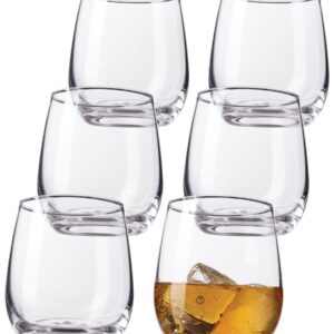 Kitchen Lux 12oz Drinking Glass Tumbler – Set of 12 – Premium Clear Glasses For Wine, Shots, Cocktails, Scotch and All Purpose Drinking Cups – Elegant Stemless Design – Dishwasher Safe