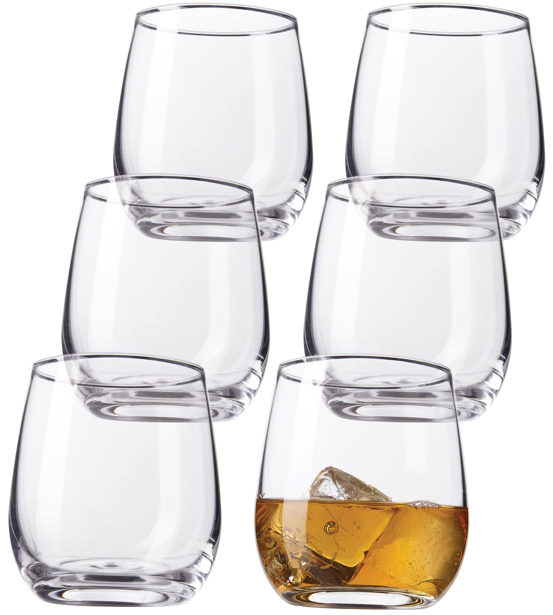 Kitchen Lux 12oz Drinking Glass Tumbler – Set of 12 – Premium Clear Glasses For Wine, Shots, Cocktails, Scotch and All Purpose Drinking Cups – Elegant Stemless Design – Dishwasher Safe