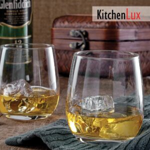 Kitchen Lux 12oz Drinking Glass Tumbler – Set of 12 – Premium Clear Glasses For Wine, Shots, Cocktails, Scotch and All Purpose Drinking Cups – Elegant Stemless Design – Dishwasher Safe