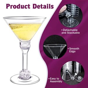 KYAPCK 100 Pack 5oz Plastic Martini Glasses Disposable Mini Martini Cocktail Clear Glasses with Stemmed and Stemless Options for Margarita, Appetizers, and Desserts at Weddings, Parties, and Events