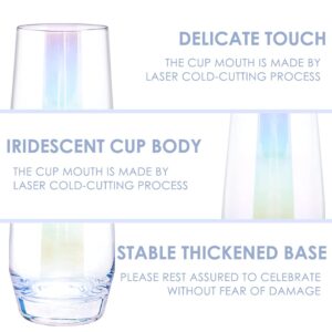 Swetwiny Colorful Highball Glasses, 18.5 Ounce Iridescent Glassware Set of 4 Lead-Free Crystal Glassware for Mixed Drinks, Juice, Cocktail, Gift Package (Colorful)