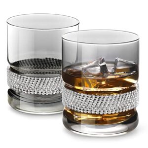 havinoo diamond whiskey glasses set of 2, unique whiskey glasses set, 14 oz whiskey glass gift for men women birthday, drinking bourbon scotch cocktails rum cognac vodka in bar home, whiskey gifts