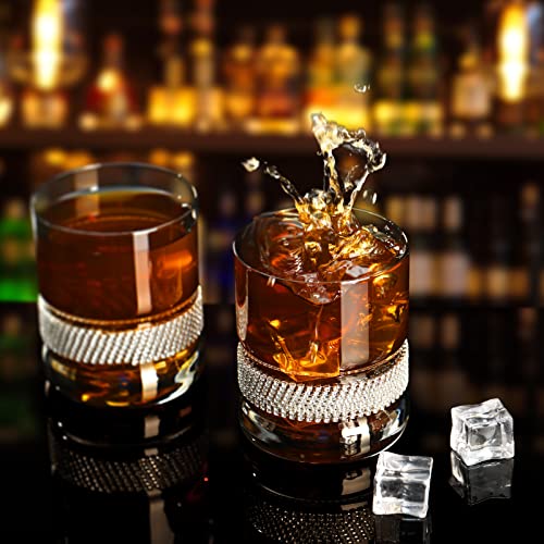 havinoo Diamond Whiskey Glasses Set of 2, Unique Whiskey Glasses Set, 14 oz Whiskey Glass Gift for Men Women Birthday, Drinking Bourbon Scotch Cocktails Rum Cognac Vodka in Bar Home, Whiskey Gifts