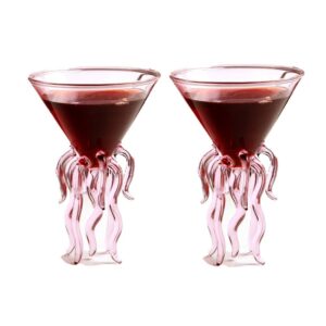 Octopus Martini Glass Creative Cocktail Drinkware Bar Goblet Tools (2 Transparent)