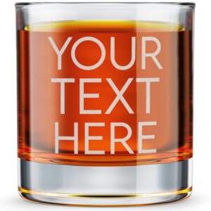 custom whiskey glass, engraved etched text rocks cocktail glass, 10.25 oz old fashioned whiskey cup gift, customize with your text here