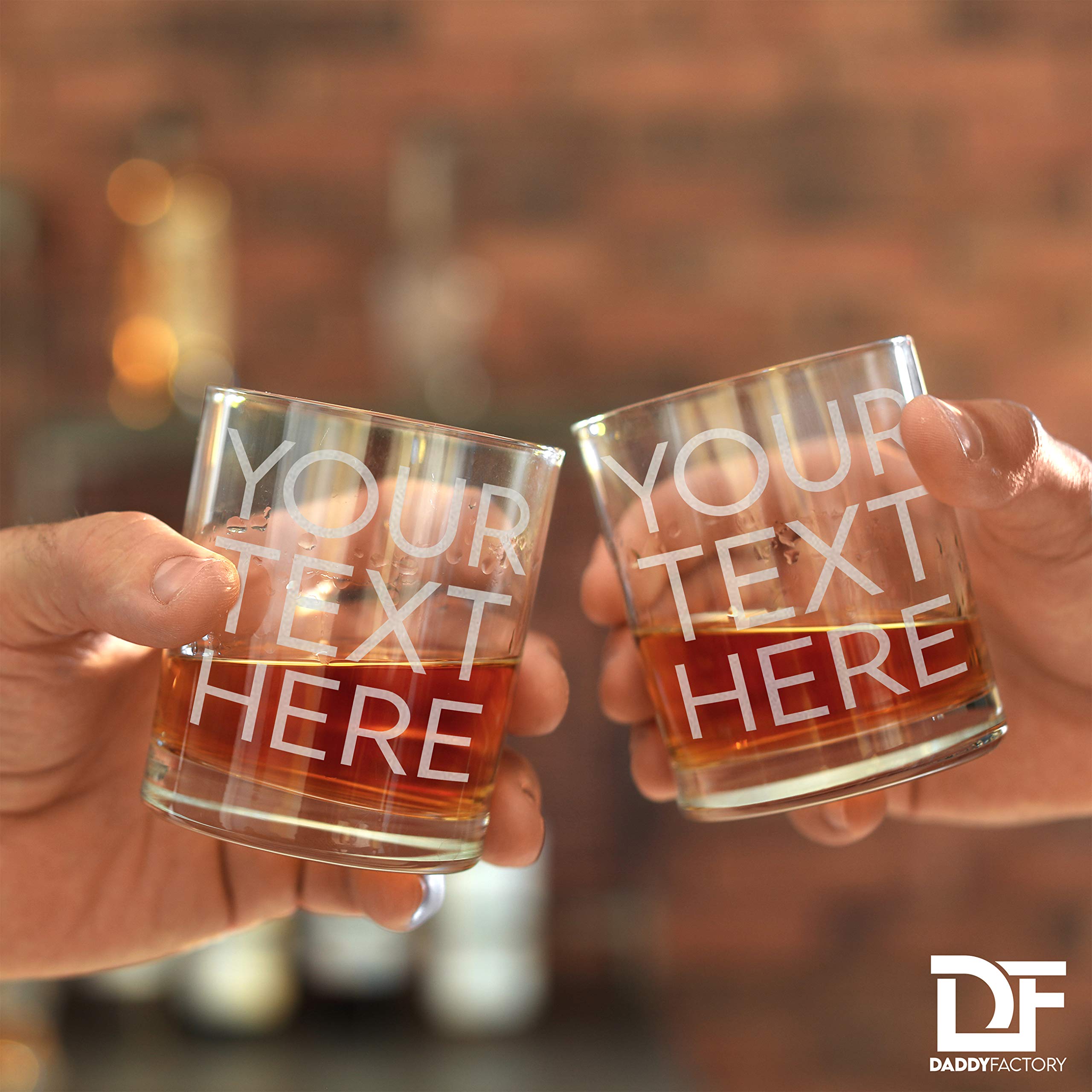Custom Whiskey Glass, Engraved Etched Text Rocks Cocktail Glass, 10.25 oz Old Fashioned Whiskey Cup Gift, Customize With Your Text Here