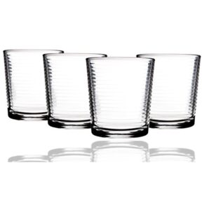 palais glassware striped collection; striped clear glass set of 4 dof 13 ounce glasses, classic drinking glass