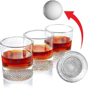 the wine savant golf ball whiskey glasses set of 2-8oz golf gifts - unique whiskey golf glasses set - golf gifts for men & women - gifts for golfers golf accessories golf ball glasses (4 pack)