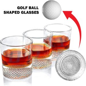 The Wine Savant Golf Ball Whiskey Glasses Set of 2-8oz Golf Gifts - Unique Whiskey Golf Glasses Set - Golf Gifts For Men & Women - Gifts for Golfers Golf Accessories Golf Ball Glasses (4 pack)
