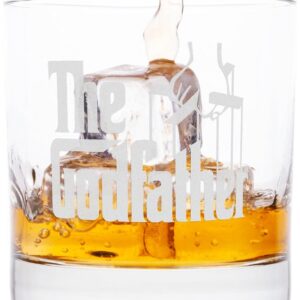 The Godfather Etched Whiskey Glass - with Logo & Quote ''I’m gonna make him an offer he can’t refuse'' - Officially Licensed, Premium Quality, Handcrafted Glassware, 11 oz. Collectible Rocks Glass