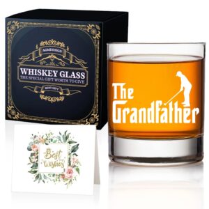 agmdesign, the grandfather whiskey glasses, fathers day gift for golf lovers,him, husband, brother, dad,grandpa, pregnancy reveal gift for new grandfathers