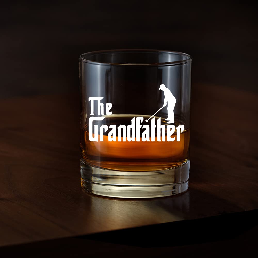 AGMDESIGN, The Grandfather Whiskey Glasses, Fathers Day Gift for Golf lovers,Him, Husband, Brother, Dad,Grandpa, Pregnancy Reveal Gift for New Grandfathers