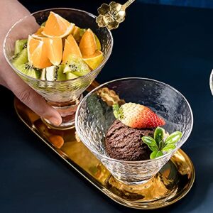 Frcctre 6 Pack Stemless Martini Glasses, 8 Oz Vintage Shrimp Cocktail Glasses with Heavy Base, Glass Dessert Bowls Ice Cream Bowl for Martini, Cocktail, Margarita, Dessert, Ice Cream