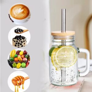 AmzFan Mason Jar with Lid and Straw, 2 Pack 20 OZ Mason Jars with Handle, Mason Jar Cups, Drinking Glasses Tumbler Reusable Boba Cups Smoothie Water Bottles for Iced Coffee, Milkshake, Smoothie, Tea