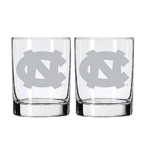 rfsj north carolina 2-sided etched satin finish rocks glass set of 2, clear, 16oz