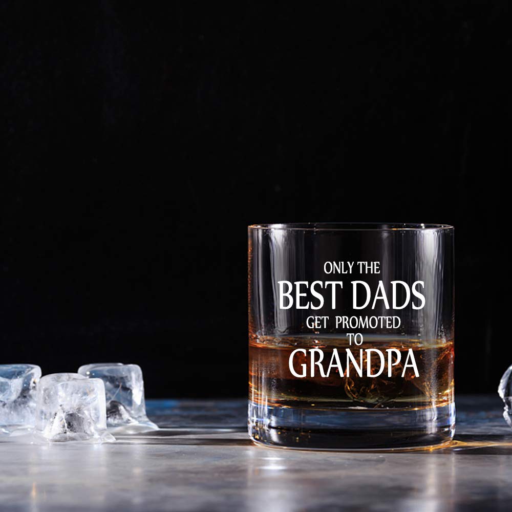 Perfectinsoy Only The Best Dads Get Promoted To Grandpa Whiskey Glasses Gift Box, Pregnancy Announcement, Baby Reveal Gift for Grandpa from Grandchild, Great Grandpa Gifts for Nephew, Husband, Dad