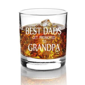 Perfectinsoy Only The Best Dads Get Promoted To Grandpa Whiskey Glasses Gift Box, Pregnancy Announcement, Baby Reveal Gift for Grandpa from Grandchild, Great Grandpa Gifts for Nephew, Husband, Dad