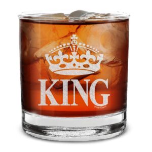 shop4ever® crown king engraved whiskey glass for husband boyfriend dad