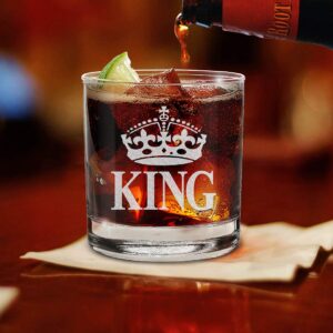 shop4ever® Crown King Engraved Whiskey Glass For Husband Boyfriend Dad