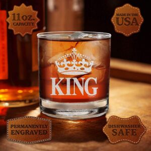 shop4ever® Crown King Engraved Whiskey Glass For Husband Boyfriend Dad