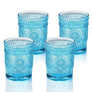 glass smile 6 pack romantic water glasses-10.5 oz purple vintage drinking glasses tumblers for whisky, beer, juice, beverages, cocktail