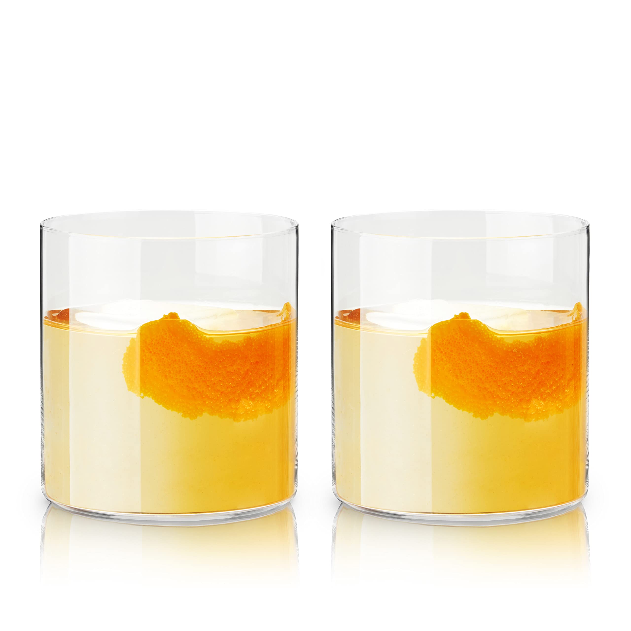 Viski Element Tumblers, Rocks glass, Modern Minimalist Old Fashioned Cocktail Glasses, Ultra Fine Crystal 13.5 Oz Set of 2