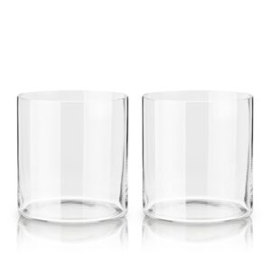 Viski Element Tumblers, Rocks glass, Modern Minimalist Old Fashioned Cocktail Glasses, Ultra Fine Crystal 13.5 Oz Set of 2