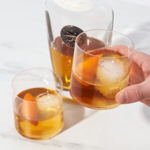 Viski Element Tumblers, Rocks glass, Modern Minimalist Old Fashioned Cocktail Glasses, Ultra Fine Crystal 13.5 Oz Set of 2