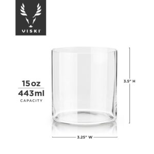 Viski Element Tumblers, Rocks glass, Modern Minimalist Old Fashioned Cocktail Glasses, Ultra Fine Crystal 13.5 Oz Set of 2