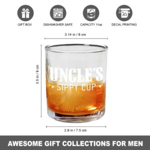 NICKANE Whiskey Glass 11oz - Old Fashioned Glasses Gifts For Men | Funny Uncle's Sippy Cup Whisky Glasses for your Uncle | Christmas, Birthday, Father's Day Fun Gifts For Uncles from Niece, Nephew