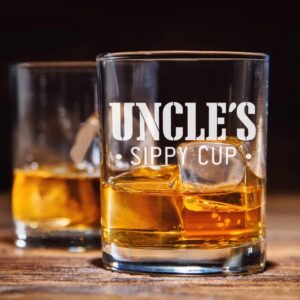 NICKANE Whiskey Glass 11oz - Old Fashioned Glasses Gifts For Men | Funny Uncle's Sippy Cup Whisky Glasses for your Uncle | Christmas, Birthday, Father's Day Fun Gifts For Uncles from Niece, Nephew