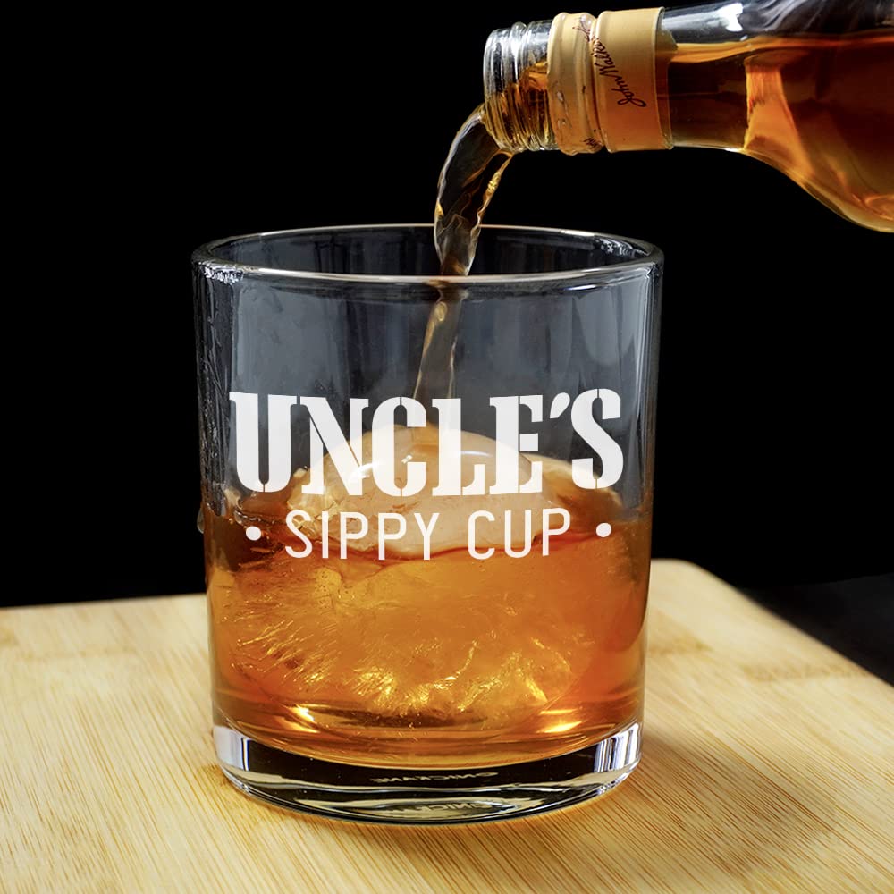 NICKANE Whiskey Glass 11oz - Old Fashioned Glasses Gifts For Men | Funny Uncle's Sippy Cup Whisky Glasses for your Uncle | Christmas, Birthday, Father's Day Fun Gifts For Uncles from Niece, Nephew