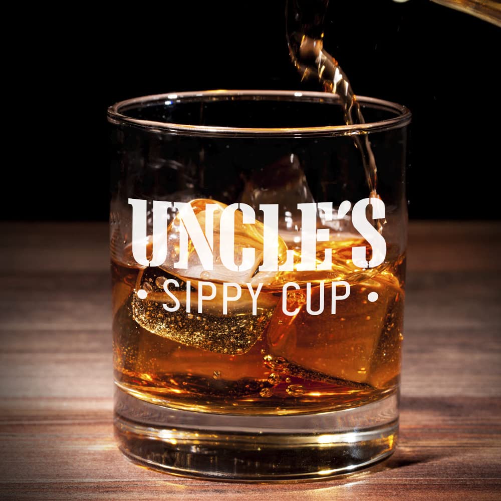 NICKANE Whiskey Glass 11oz - Old Fashioned Glasses Gifts For Men | Funny Uncle's Sippy Cup Whisky Glasses for your Uncle | Christmas, Birthday, Father's Day Fun Gifts For Uncles from Niece, Nephew