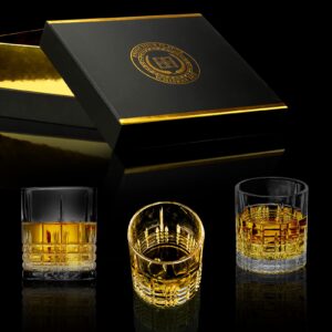 Cibeat Whiskey Glasses, Set of 4, Old Fashioned Crystal Rocks Glasses, 10 Oz Barware For Cocktails, Bourbon, Scotch Whiskey, Cognac Drinks, with Luxury Box