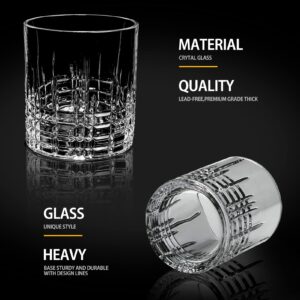 Cibeat Whiskey Glasses, Set of 4, Old Fashioned Crystal Rocks Glasses, 10 Oz Barware For Cocktails, Bourbon, Scotch Whiskey, Cognac Drinks, with Luxury Box