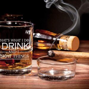 I Drink and I Know Things Funny Premium Whiskey Glasses for Men, Women, Adults, Personalized Drink Glass Birthday Gifts for Friends, Mom, Dad, Man, Coworkers, Unique Gifts for Him, Friends, 11 oz