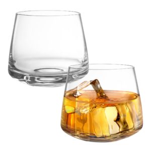 lumi and numi set of 2 whiskey glasses – 12 oz. scotch & bourbon glass – handblown lead-free crystal for entertaining and gifting