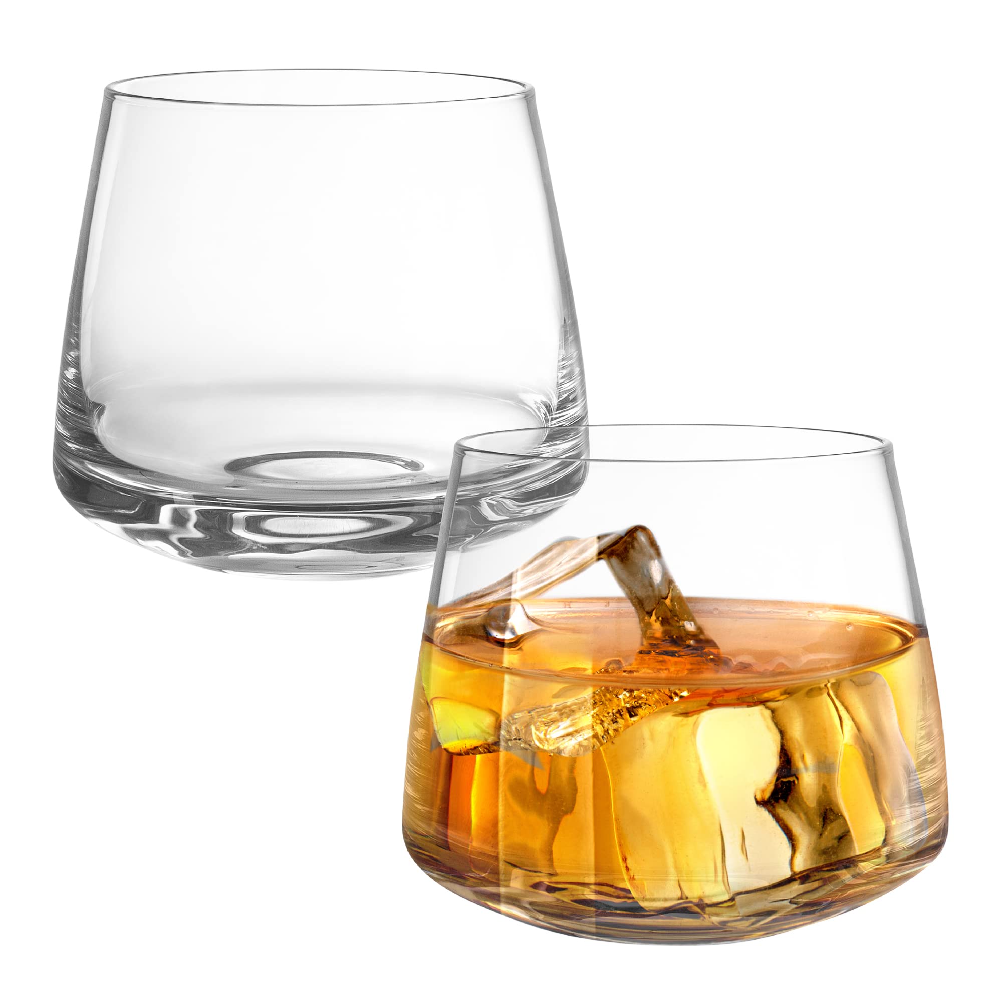 Lumi and Numi Set of 2 Whiskey Glasses – 12 Oz. Scotch & Bourbon Glass – Handblown Lead-Free Crystal for Entertaining and Gifting