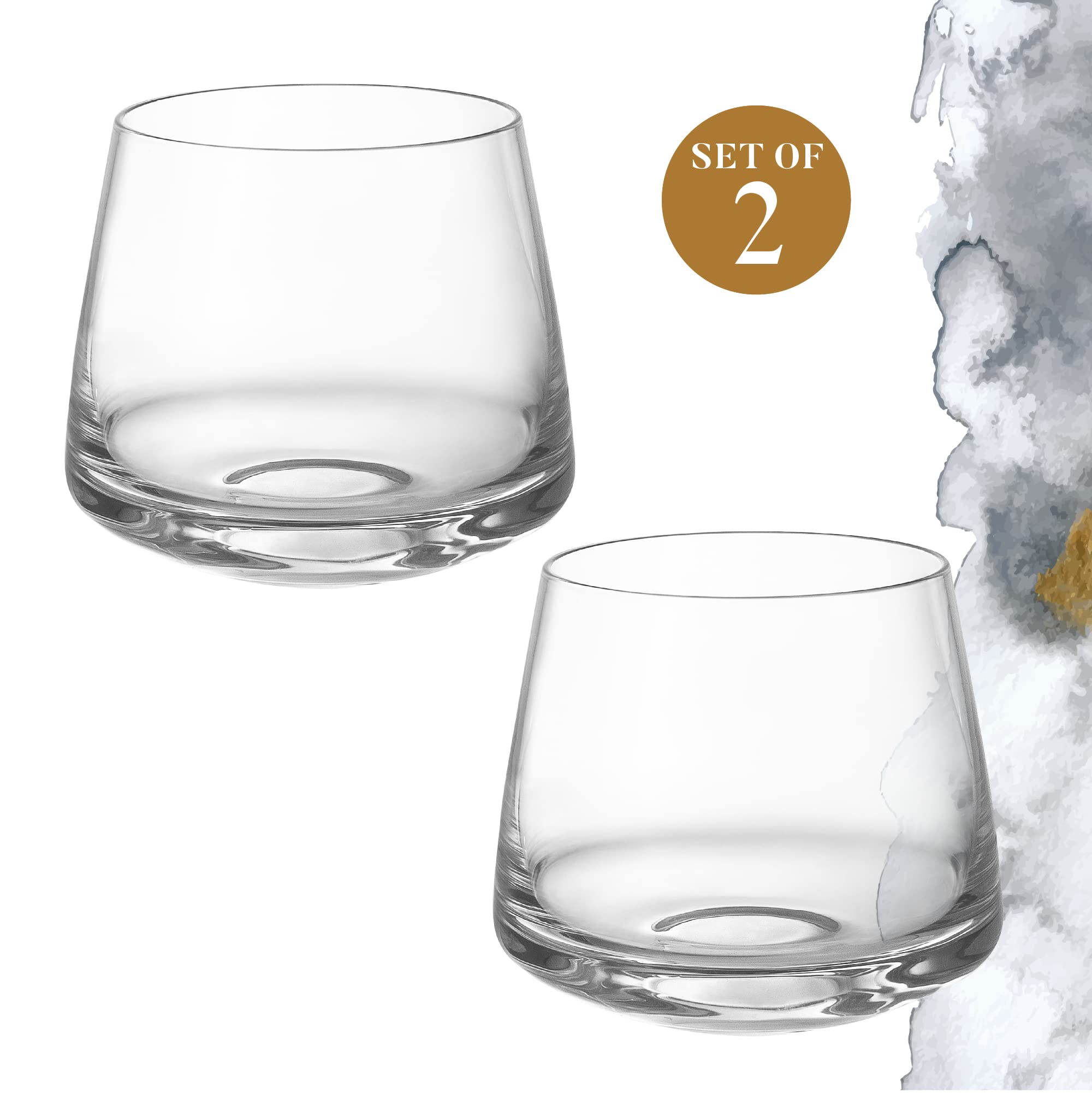 Lumi and Numi Set of 2 Whiskey Glasses – 12 Oz. Scotch & Bourbon Glass – Handblown Lead-Free Crystal for Entertaining and Gifting