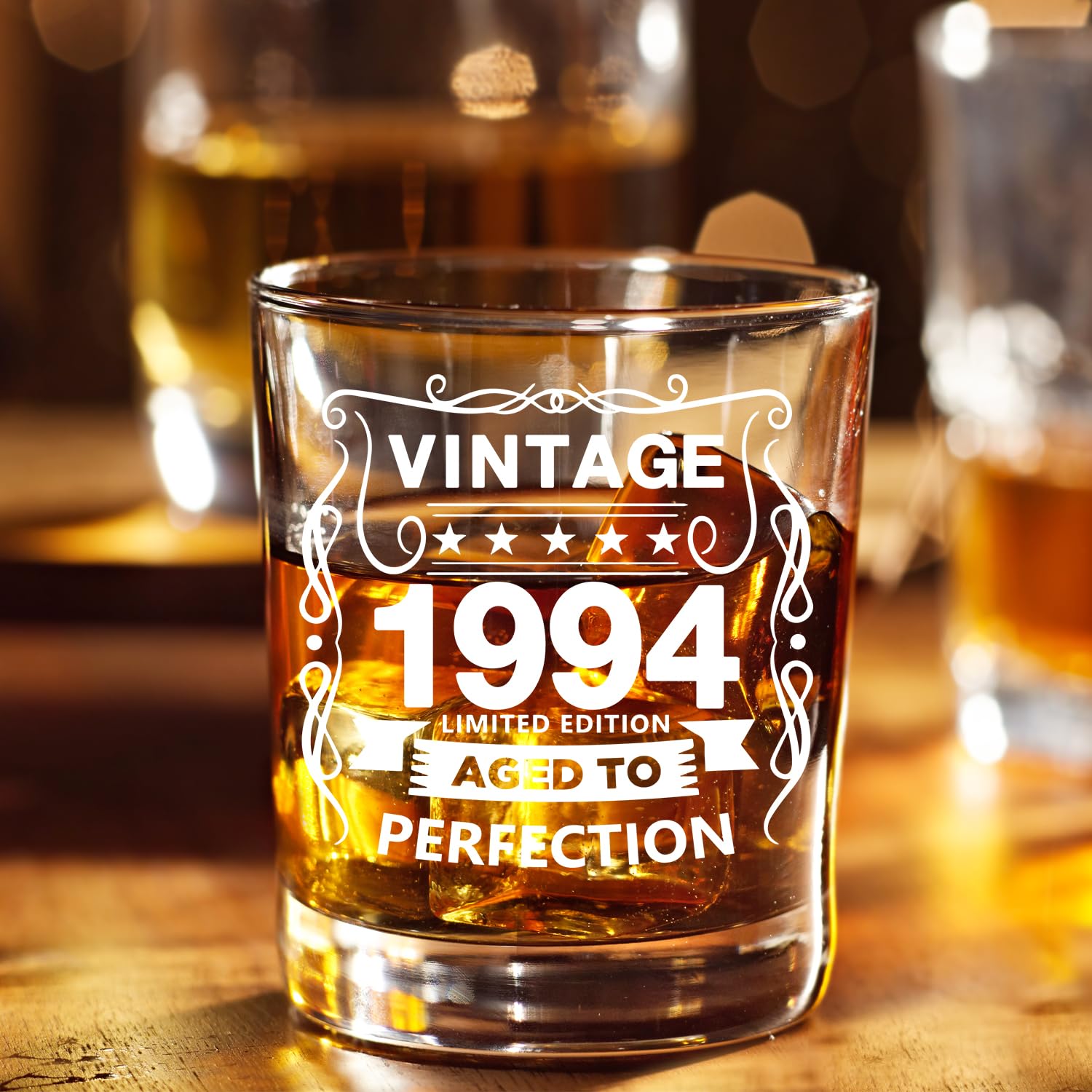 Old Fashioned Glasses-1994-Vintage 1994 Old Time Information 10.25oz Whiskey Rocks Glass -30th Birthday Aged to Perfection - 30 Years Old Gifts Bourbon Scotch Lowball Old Fashioned-1PCS