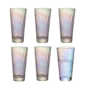 HOMEE Highball Glasses Set of 6-14 oz Tall Drinking Glasses - Colorful Heavy Base Tall Glass Cups - Mojito, Bourbon, Iced Tea, Water, Soda, Juice, Tequila, Cocktail, Glassware Sets